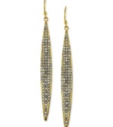 Elegance refined. These linear earrings from Vince Camuto are crafted from gold-tone mixed metal with crystal pave accents adding a lustrous touch. Approximate drop: 2-1/2 inches.