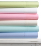 This cozy sheet set from Martha Stewart Collection coordinates with most bedding styles with its array of lush colors and minimalist design. Mix and match between sets or with additional pillowcases for a look that's all your own.