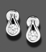 Classic diamond earrings are taken to the next level with an inspiring love knot design. These stylish earrings feature round-cut diamond (1/3 ct. t.w.) set in 14k white gold. Approximate drop: 1/3 inch.