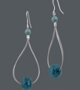 A little splash of color. Avalonia Road's destination-inspired earrings combine pretty teardrops with two teal agate beads (11 ct. t.w.). Set in sterling silver on french wire. Approximate drop length: 1-1/2 inches. Approximate drop width: 1/2 inch.