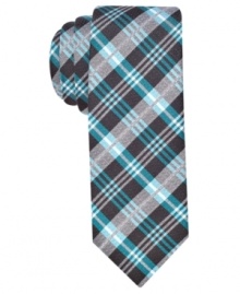 Prime yourself for a solid day with this plaid tie from Penguin.