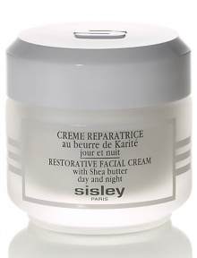 For everyone in the family, all year long. Botanical extracts of shea butter and carrot, along with natural vitamins, oligo elements and minerals, help soften and soothe facial skin, making it ideal for use after exposure to sun, wind or other weather extremes. Silky, emollient formula is quickly absorbed to help fight dehydration, comforting and moisturizing skin, improving its tone and resiliency. For all skin types. 1.6 oz. Imported from France. 