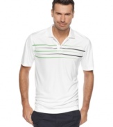 Tee time. No matter how many rounds you go, this polo shirt from Izod, featuring moisture management and UPF protection, will keep you in-play all day.