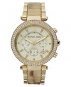 Natural hues and glitzy shine adorn this Parker collection watch from Michael Kors.