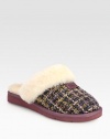 Fully lined with plush shearling, this luxe staple rendered in classic tweed channels preppy vibes. Tweed upper with shearling trimShearling liningRubber solePadded insoleImported