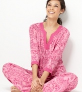 Prepare for wonderful dreams with the whimsical print of these boldly-hued cotton pajamas by Charter Club.