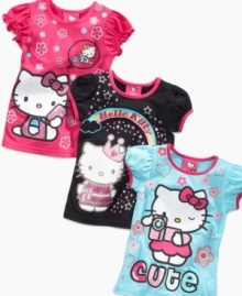 She'll be ready to pose like a princess in any of these tee shirts from Hello Kitty.