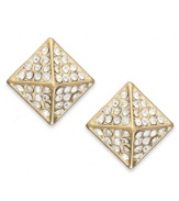 A glamorous geometry lesson. These pyramid-shaped stud earrings from Bar III are crafted from gold-tone mixed metal with glass accents offering luster. Approximate diameter: 1/2 inch.