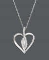 Open your heart and let love in. This sleek open-heart pendant by Wrapped in Love(tm) features a unique central design covered in round-cut and baguette-cut diamond (1/4 ct. t.w.). Necklace crafted in sterling silver. Approximate length: 18 inches. Approximate drop: 5/8 inch.