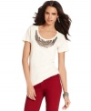 Beaded details elevate this Lucky Brand Jeans Top to stylish-staple status -- pair it with all your fave denim!