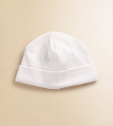 An adorable newborn essential in ultra-soft cotton jersey.Seamed crown with fold-over brimCottonMachine washImported