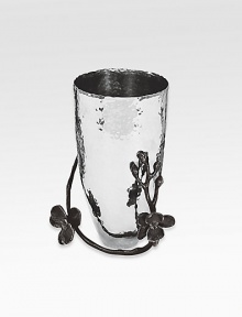 A stunning vase inspired in the forms and textures of nature, crafted with an artisan's eye from hammered stainless steel and blackened nickel-plated metal by one of America's premier metalwork artists. From the Black Orchid Collection6¾ highHand washImported