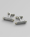 Cable column cuff links in silver and 18K gold. Imported