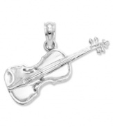 The perfect gift for your favorite violinist. Crafted in 14k white gold, this sweet violin charm features a polished design with intricate details. Chain not included. Approximate length: 3/4 inch. Approximate width: 9/10 inch.