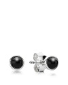 PANDORA's bezel-set onyx cabochon earrings add understated drama to your everyday look.