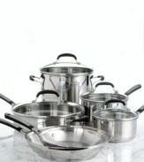 From informed chefs to casual cooks, the Simply Calphalon Stainless collection has something for everyone. Each polished piece is both great-looking and hard-working, crafted with a bottom core of heavy-gauge, high conductive aluminum that helps food cook evenly every time. 10-year warranty.