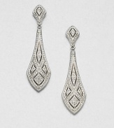 An elegant, elongated marquise shape is set with shimmering crystals in drop earrings with Art Deco appeal.CrystalRhodium platingDrop, about 2¼Post backImported