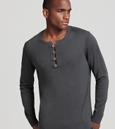 A rugged-cool gray henley gets a sophisticated update from BOSS.