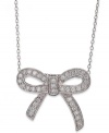 Tie something different. B. Brilliant's bow pendant sparkles with round-cut cubic zirconias providing a lustrous touch. Set in sterling silver. Approximate length: 18 inches + 3-inch extender. Approximate drop length: 3/4 inch. Approximate drop width: 1 inch.