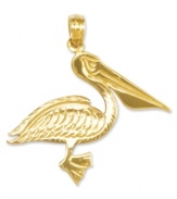 Add a taste of the tropics. This petite, pelican charm features an intricate, carved design in 14k gold. Chain not included. Approximate length: 1 inch. Approximate width: 1 inch.