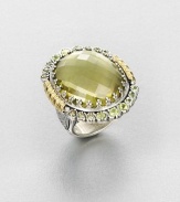 EXCLUSIVELY AT SAKS. From the Irma Collection. Faceted lemon citrine set in a sterling silver design, surrounded in complimentary peridot stones and accented with radiant 18k gold. Lemon citrine and peridotSterling silver18k goldWidth, about 1.25Imported