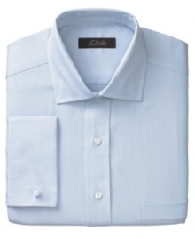 Subtle sophistication. With a subdued herringbone pattern, this shirt from Tasso Elba is always a classic.