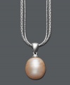 A perfect pearl in pale sheer pastel color. Fresh by Honora necklace features a single pink cultured freshwater pearl (12-13 mm) strung on delicate sterling silver chains. Approximate length: 18 inches. Approximate drop: 3/4 inch.