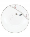 Hummingbirds twirl and buzz from flowery pink leaves to blue on dreamy bone china dessert plates from Lenox Lifestyle dinnerware. The dishes from the Silver Song collection are crisscrossed with platinum branches and abound with fanciful springtime delight and irresistible modern charm. Qualifies for Rebate