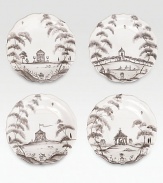 A winsome yet modern plate set features age-old decorative techniques in fine stoneware, lending a dash of adventure to any culinary creation. From the Country Estate CollectionSet of 4Ceramic stonewareEach, 6½ diam.Dishwasher- & microwave-safeImported