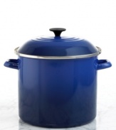 Summertime and the cooking is easy with this enameled steel stock pot. It's ideal for cooking corn on the cob, lobsters, pasta and more. The tight fitting lid seals in flavors and circulates heat for a savory finish. And, clean up is a snap. Holds 12 quarts. Limited lifetime warranty.