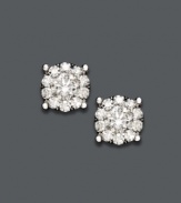 Frame your face with circular sparklers. Prestige Unity's stunning stud earrings feature round-cut diamonds (3/4 ct. t.w.) set in polished, 14k white gold. Approximate diameter: 1/2 inch.