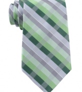 Get on the grid. This silk tie from Michael Kors is a visually stunning graphic in a fresh palette.