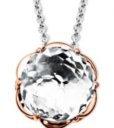 A faceted array of sparkle. Town & Country's pretty round pendant highlights a white quartz gemstone (2-5/8 ct. t.w.) in an intricate, 18k rose gold setting. Chain crafted from sterling silver. Approximate length: 18 inches. Approximate drop: 1/2 inch.