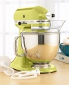 Retro styled and easy to use, the KitchenAid Artisan stand mixer is the perfect kitchen companion. Employing a unique tilting head to facilitate bowl and content removal, this mixer is undeniably handy. Hassle-free total replacement warranty and one-year full warranty. Model KSM150PS.