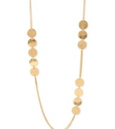 Going to great lengths pays off with this necklace from Kenneth Cole New York. Crafted from gold-tone mixed metal, the necklace is adorned with shining discs and pave glass crystal accents for a glamorous touch. Approximate length: 32 inches + 3-inch extender.