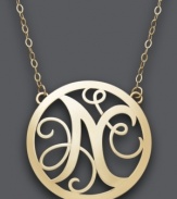 Looking for the perfect personalized gift? This stunning, letter N scroll pendant will do just the trick. Setting and chain crafted in 14k gold. Approximate length: 17 inches. Approximate drop: 1 inch.