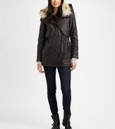 Made from Egyptian-coated cotton, this parka, with a removable natural coyote-fur trimmed hood