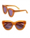 Feminine cat's-eye shape gets a sparkly update in tonal glitter acetate. Available in bright orange with smoke mono lens.Acetate temples with black metal arrow logoCategory 3 UV protectionImported