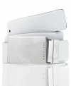 Change up your signature style with the sleek, crisp effect of this reversible leather belt from Sean John.