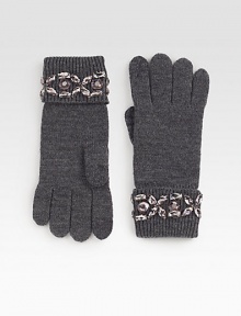 A glittering kaleidoscope of shimmer livens up the cuffs of these cozy wool gloves.7 longMerino woolDry cleanImported