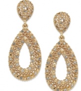 Shimmering glass stones add texture to these teardrop earrings from Charter Club. Crafted in 14k gold-plated mixed metal. Approximate drop: 2 inches.