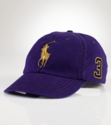 A classic baseball cap is crafted from durable cotton chino and accented with Ralph Lauren's embroidered pony.