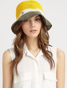 A floppy, hand-crocheted straw hat in a dip-dyed, ombré design.Paper strawBrim, about 2Imported