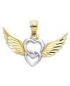 Let love take flight. This sweet, polished charm features 14k gold wings and two interlocking hearts in sterling silver. Chain not included. Approximate length: 7/10 inch. Approximate width: 3/5 inch.