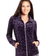 Style&co.'s velour jacket looks extra luxe with its deep hue and pretty print.