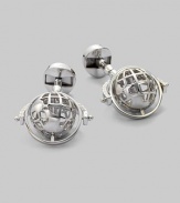 Global style for the sophisticated traveler in polished sterling silver with rotating globe detail. T-backing About 1 diam. Imported 