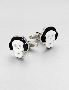 Charming novelty cufflinks crafted in plexiglass and shiny sterling silver.Silver/plasticAbout ¾ x ¾Made in Italy