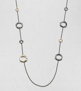 From the Notte Collection. Modern 18k gold and blackened sterling silver circular stations on a delicate link chain. 18k goldBlackened sterling silverLength, about 44Lobster clasp closureImported 