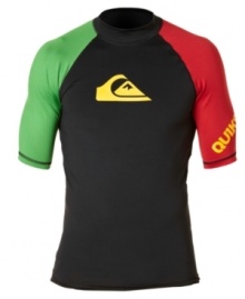 Hang ten in high style with this cool color block surf shirt by Quiksilver.