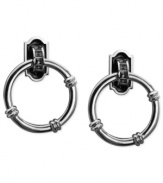 Announce your arrival. This pair of earrings from T Tahari is crafted from silver-tone mixed metal with black resin accents coming together in a doorknocker motif. Approximate drop: 1-1/2 inches.